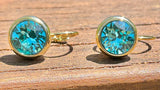 Swarovski Crystal round 'Blue Zircon' earrings - gold  plated