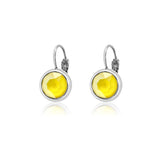 Swarovski Crystal round ‘Buttercup Yellow Lacquer’ earrings - rhodium plated