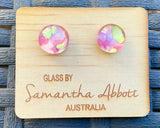 Samantha Abbott Dichroic Art Glass earrings - Pink : lime