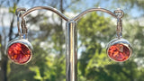 Swarovski Crystal round 'Padparadscha' earrings - rhodium plated