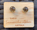Samantha Abbott Dichroic Art Glass earrings - Brown : gold