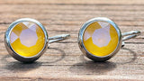 Swarovski Crystal round ‘Buttercup Yellow Lacquer’ earrings - rhodium plated