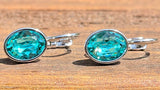 Swarovski Crystal oval 'Light Turquoise' earrings - rhodium plated