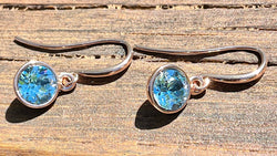 Swarovski Crystal fishhook ‘Aquamarine’ earrings - rose gold plated