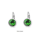 Swarovski Crystal round 'Fern Green' earrings - rhodium plated
