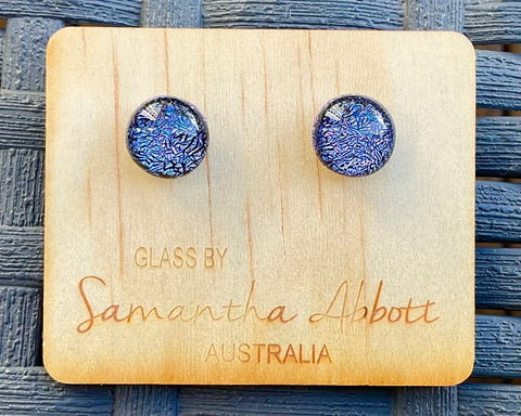 Samantha Abbott Dichroic Art Glass earrings - Violet