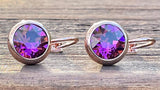 Swarovski Crystal round ‘Amethyst’ earrings - rose gold plated