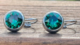 Swarovski Crystal round 'Emerald' earrings - rhodium plated