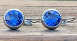 Swarovski Crystal round 'Sapphire Blue' earrings - rhodium plated