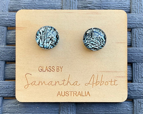 Samantha Abbott Dichroic Art Glass earrings - Silver : black