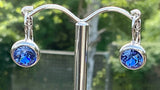 Swarovski Crystal round 'Sapphire Blue' earrings - rhodium plated