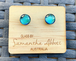 Samantha Abbott Dichroic Art Glass earrings - Blue : turquoise
