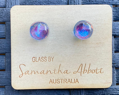 Samantha Abbott Dichroic Art Glass earrings -  Purple : blue