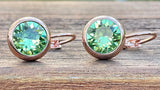 Swarovski Crystal round 'Peridot' earrings - rose gold plated