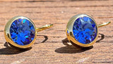 Swarovski Crystal round 'Sapphire Blue' earrings - gold plated