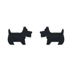 Terrier Resin Stud Earrings - Black Ripple