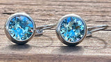 Swarovski Crystal round 'Aquamarine' earrings - rhodium plated