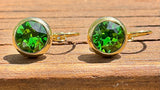 Swarovski Crystal round 'Fern Green' earrings - gold  plated