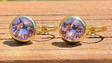 Swarovski Crystal round 'Light Amethyst' earrings - gold  plated