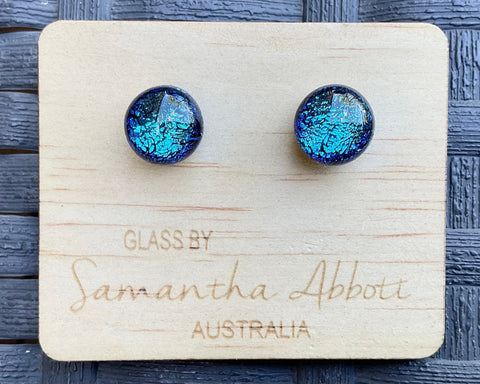 Samantha Abbott Dichroic Art Glass earrings - Blue