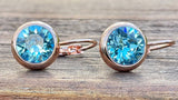 Swarovski Crystal round 'Aquamarine' earrings - rose gold plated