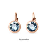 Swarovski Crystal round 'Aquamarine' earrings - rose gold plated